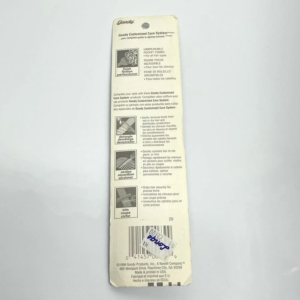 Vintage 1996 Goody Unbreakable Hair Combs 2 Pack #00639 USA Made 5